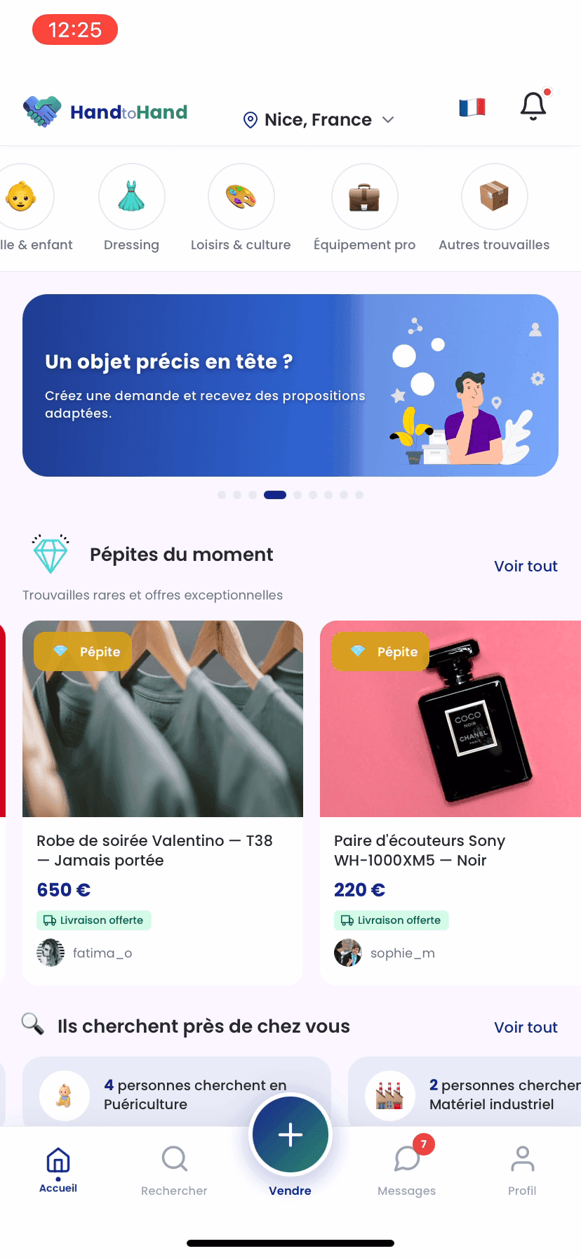 L’accueil de HandtoHand, avec les pépites du moment et les demandes du secteur